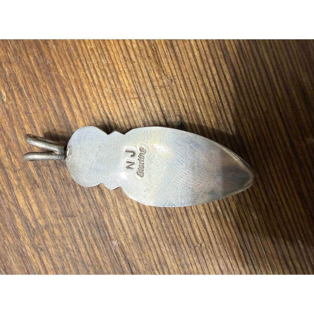 Beautiful vintage sterling silver pendant stamped NJ Sterling, Southwestern / ar - Picture 6 of 6